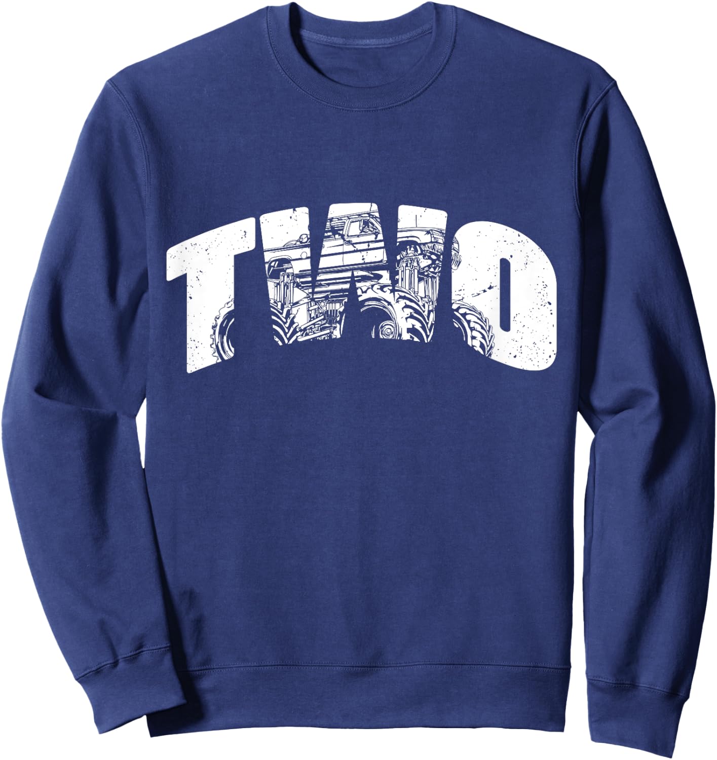 Kids 2 Year Old Shirt 2nd Birthday Monster Truck Boys Girls Kid Sweatshirt - Sweatshirt | Navy