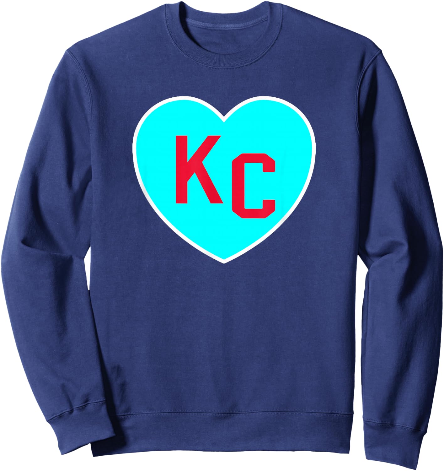Cool KC Teal Heart Kansas City Teal Blue/Red KC Kansas City Sweatshirt - Sweatshirt | Navy