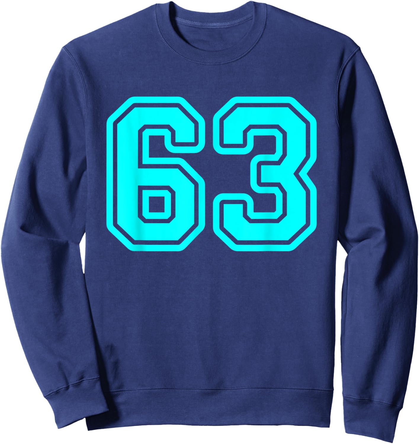 Jersey #63 Cyan Sports Team Jersey Number 63 Sweatshirt - Sweatshirt | Navy