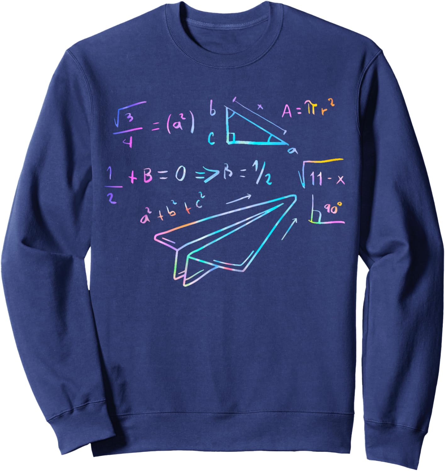 Paper Airplane Pilot Math Teacher Engineer Paper Plane Sweatshirt - Sweatshirt | Navy