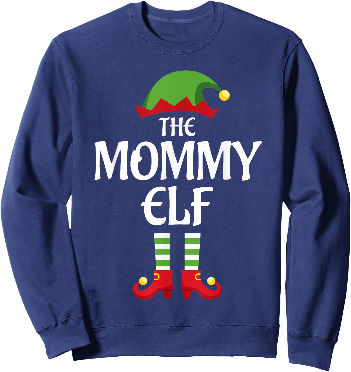Mommy Elf Family Matching Group Christmas Mom Sweatshirt - Sweatshirt | Navy