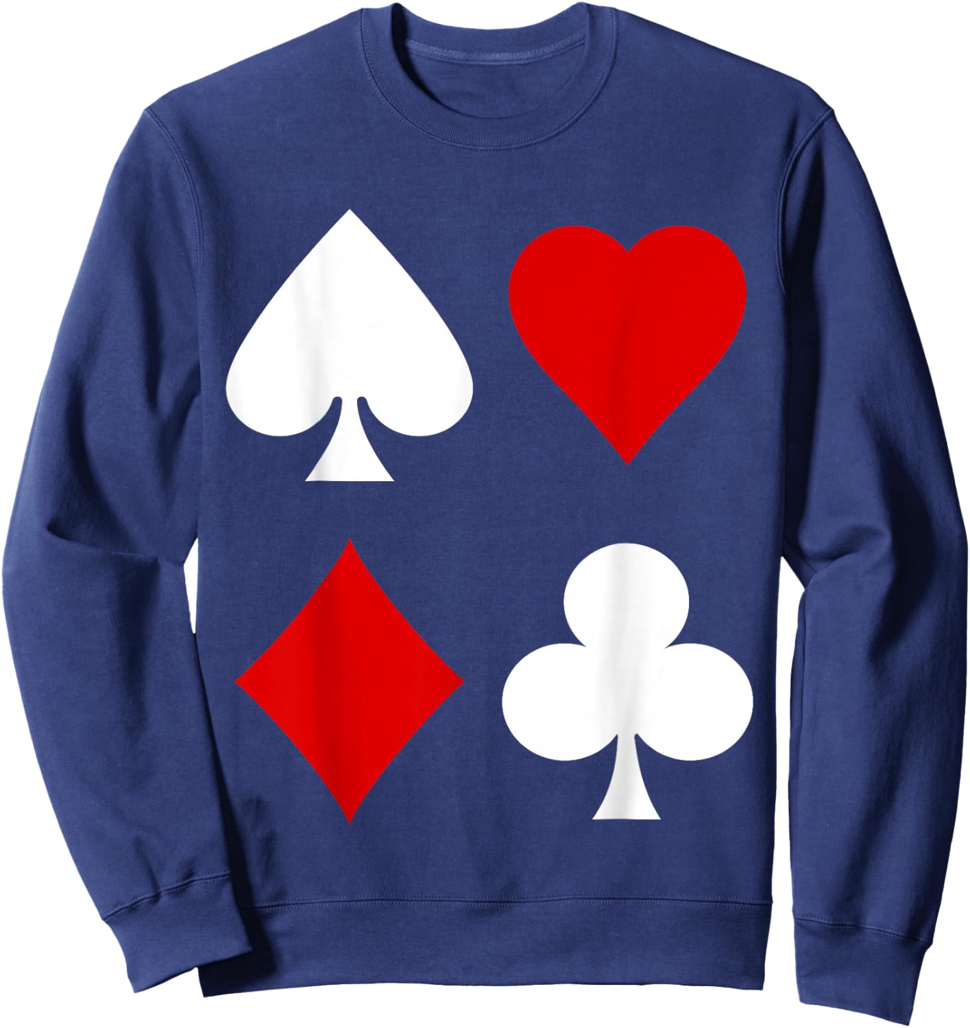 Playing Card Diamonds Spades Clubs Hearts Symbol Poker Rummy Sweatshirt - Sweatshirt | Navy