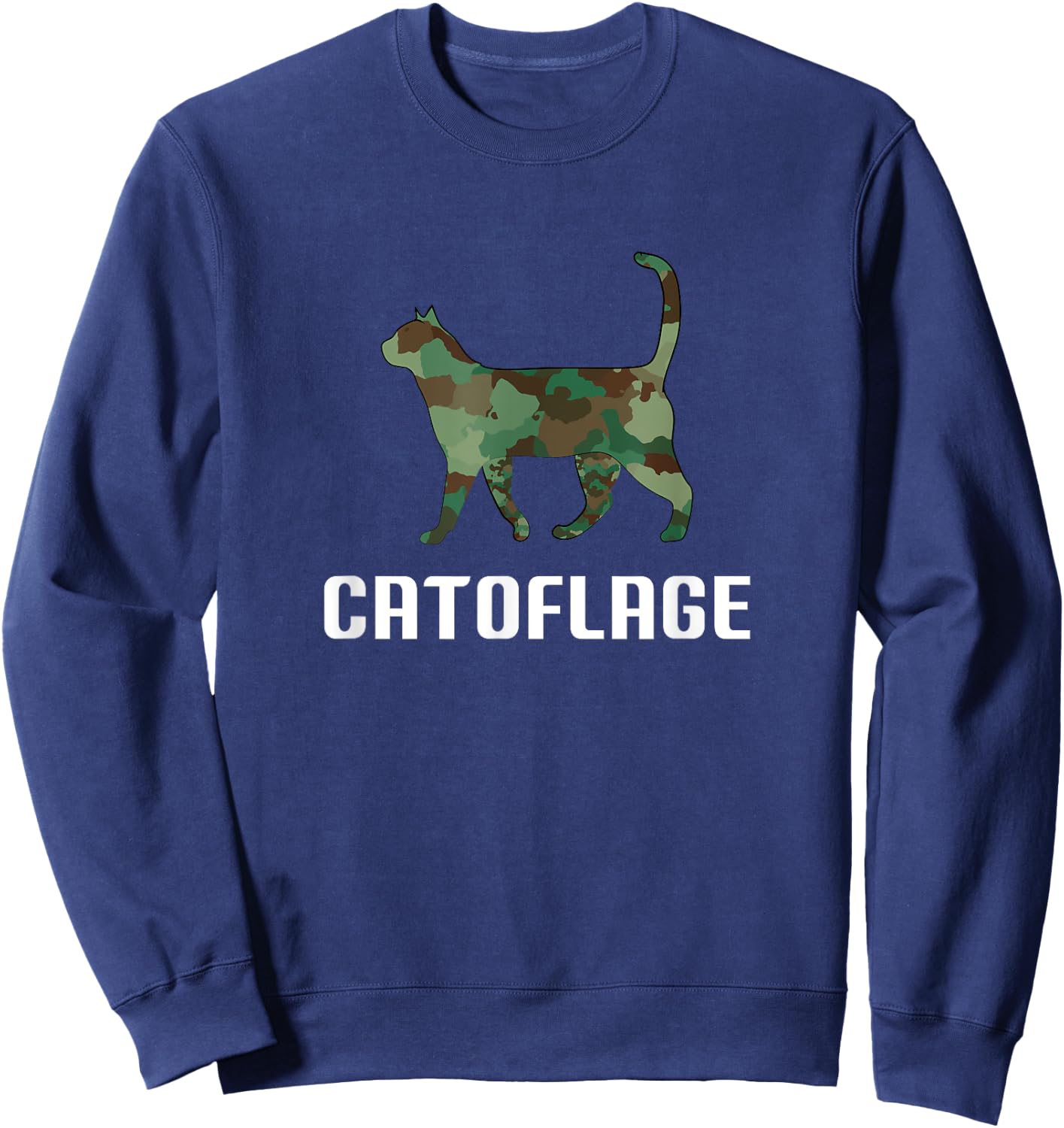 Funny Cat Lover Camouflage Print Catoflage Cat in Sweatshirt - Sweatshirt | Navy