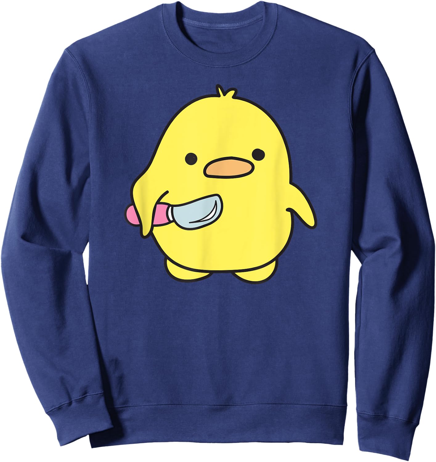 Funny Cute Baby Chicken With Knife Meme Sweatshirt - Sweatshirt | Navy