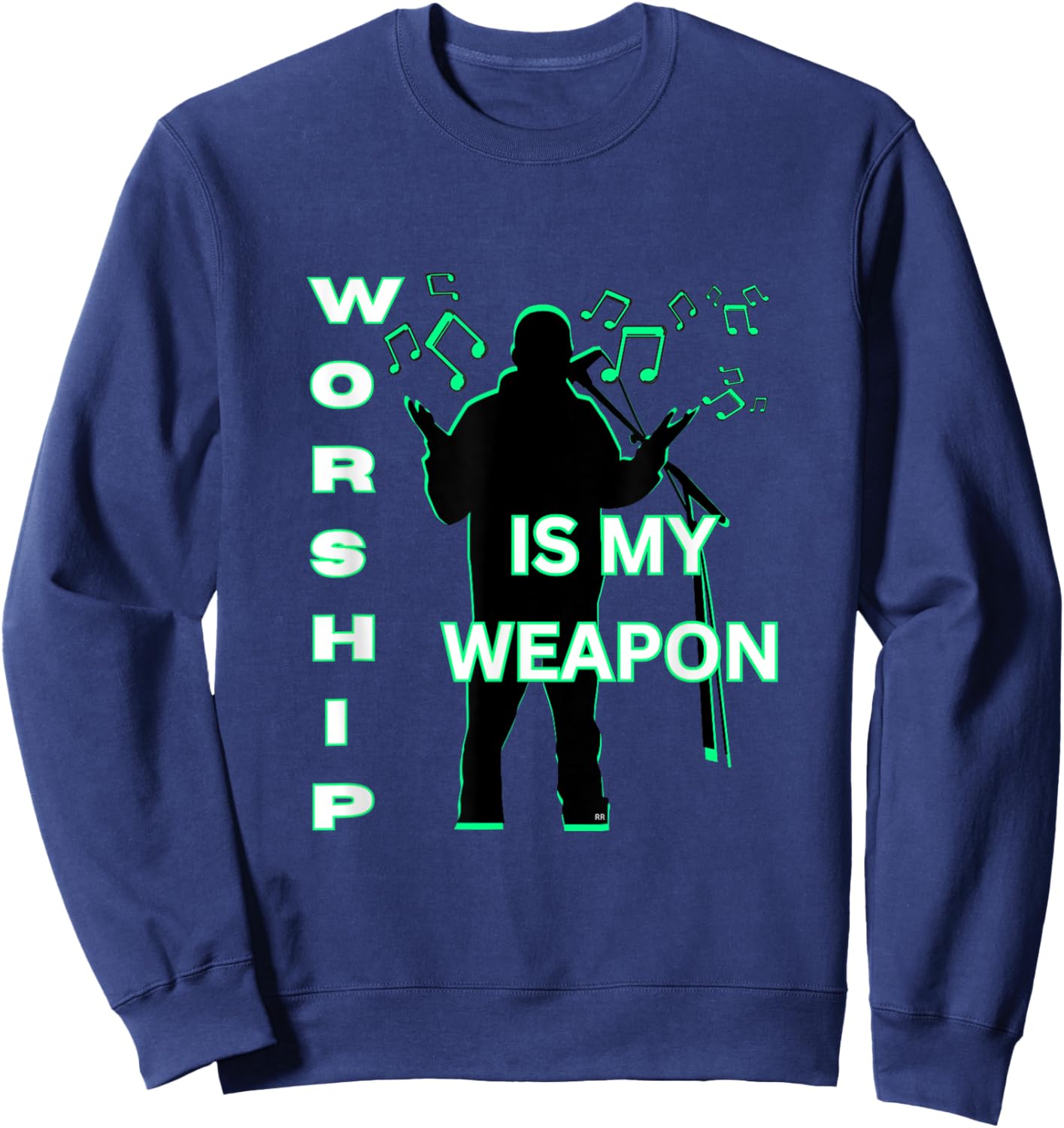 Guy Singing WORSHIP IS MY WEAPON Worship Leader Gift Sweatshirt - Sweatshirt | Navy