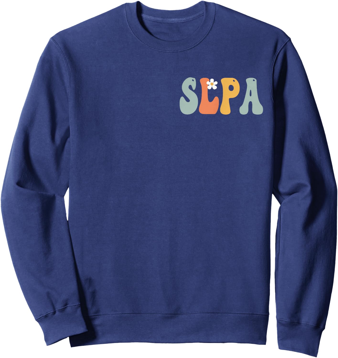 SLPA Retro Groovy Vintage Women Happy First Day Of School Sweatshirt - Sweatshirt | Navy