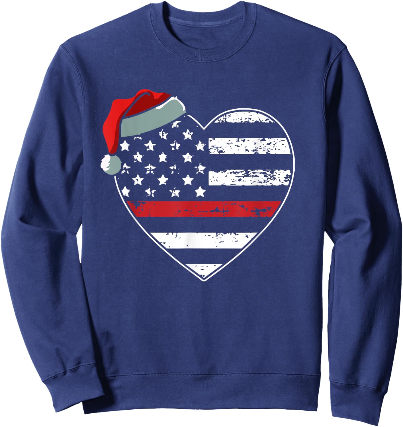 American Flag Firefighter Christmas Pajama X-mas Fireman Sweatshirt - Sweatshirt | Navy