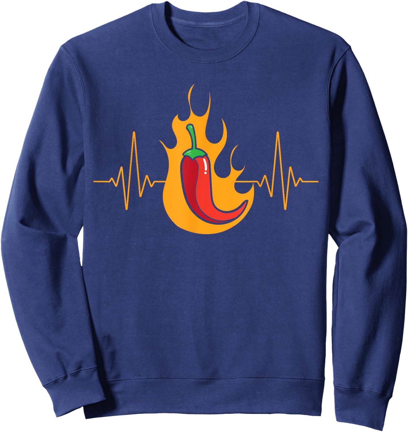 Chili Heartbeat Pepper Hot Spicy Food Sweatshirt - Sweatshirt | Navy