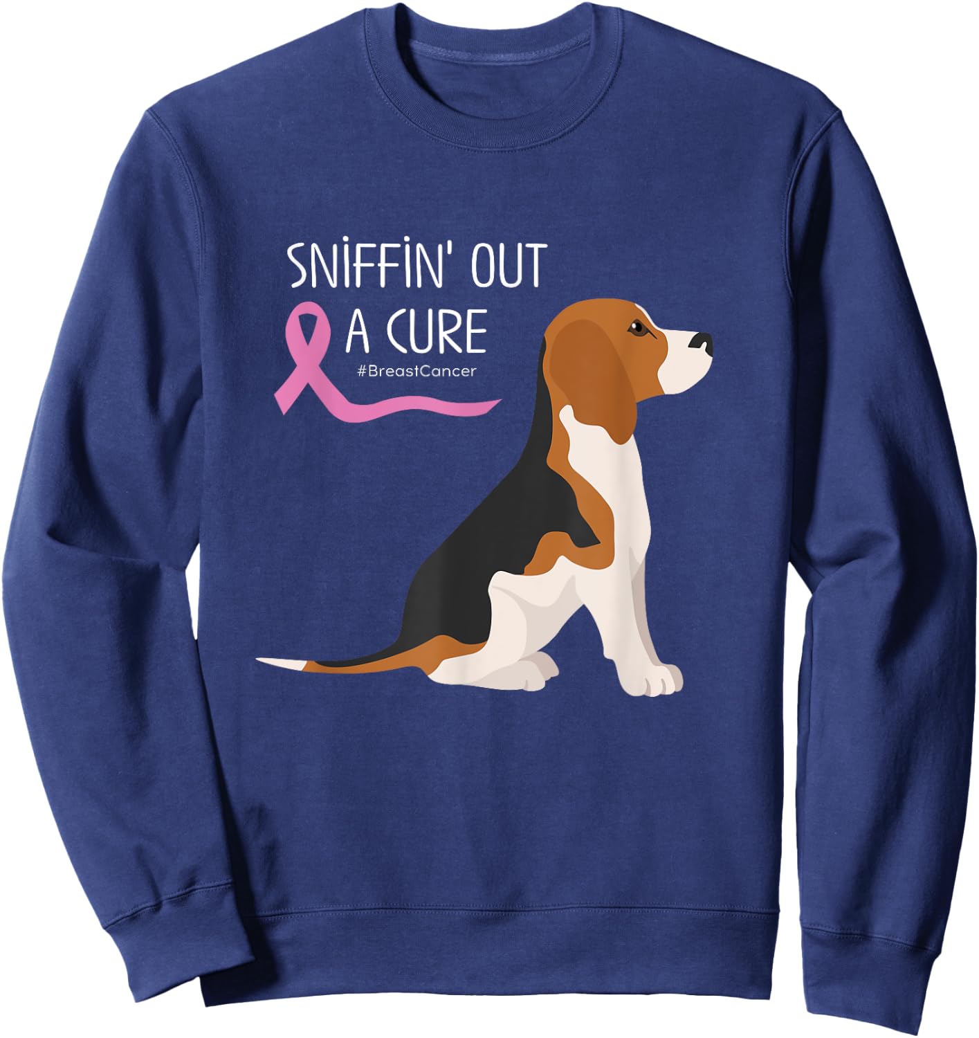 Beagle Dog Lover Breast Cancer Awareness Men Women Sweatshirt - Sweatshirt | Navy