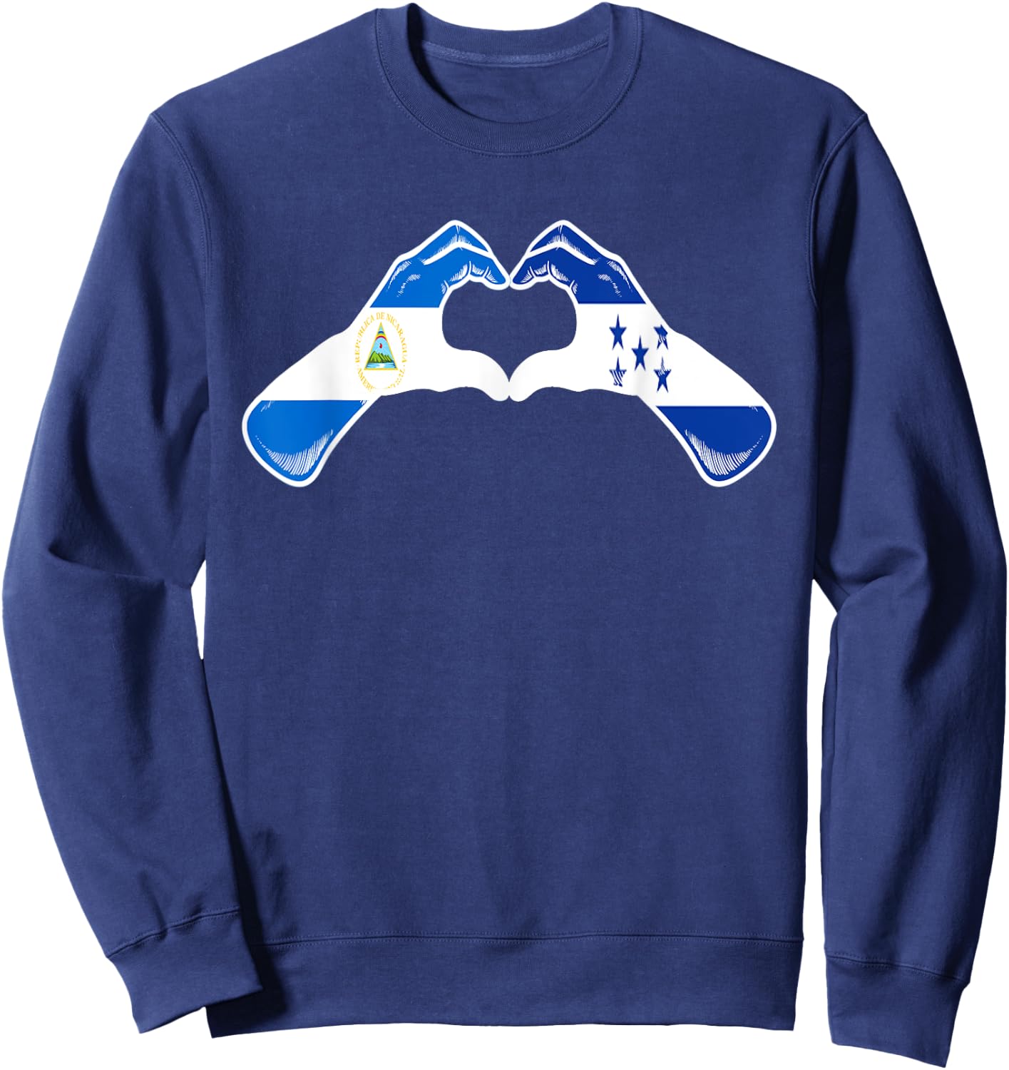 Honduras Nicaragua Flag Honduran Nicaraguan Heart Sweatshirt - Sweatshirt | Navy