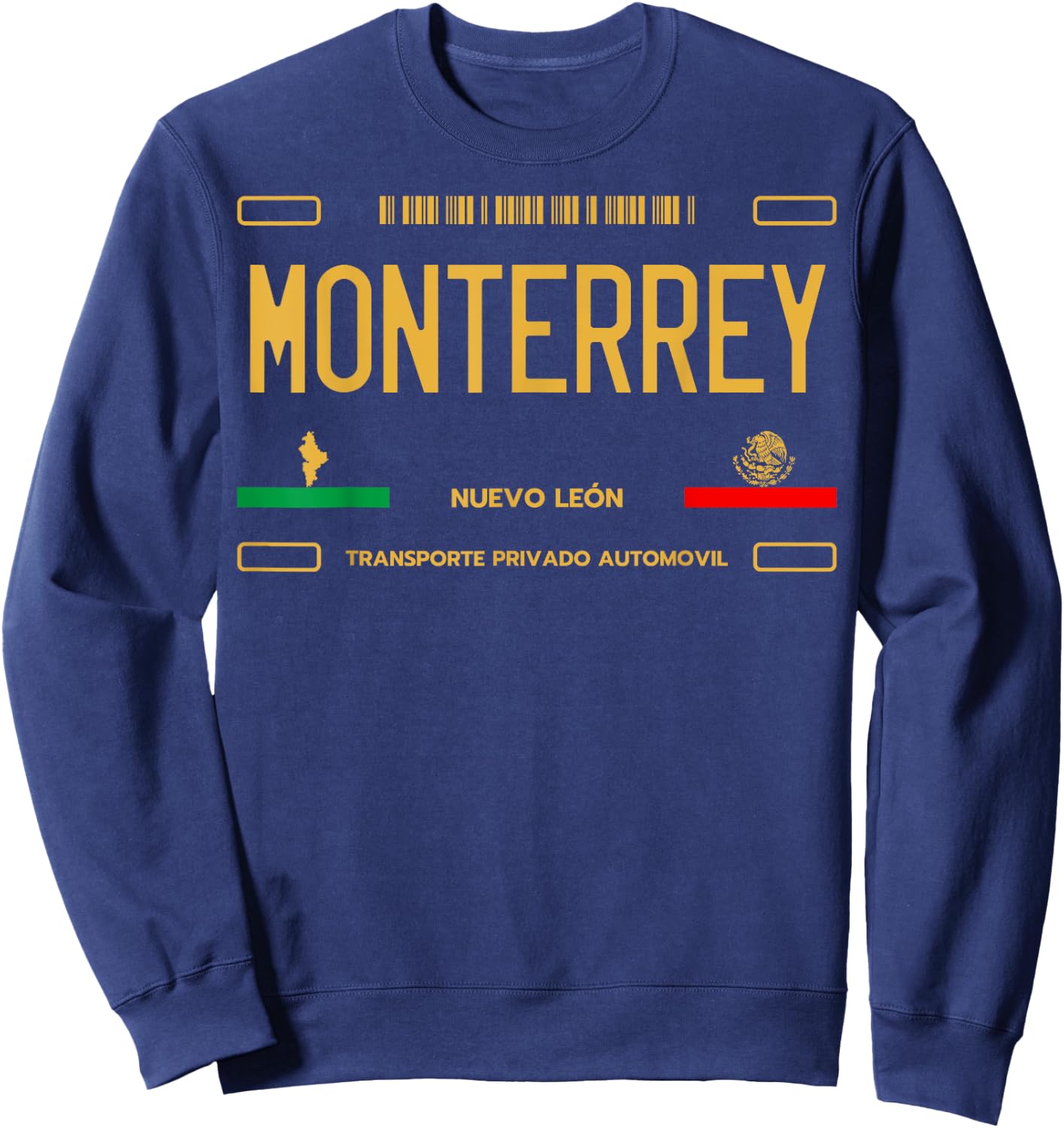 Monterrey License Plate, Monterrey Mexico, Monterrey Sweatshirt - Sweatshirt | Navy