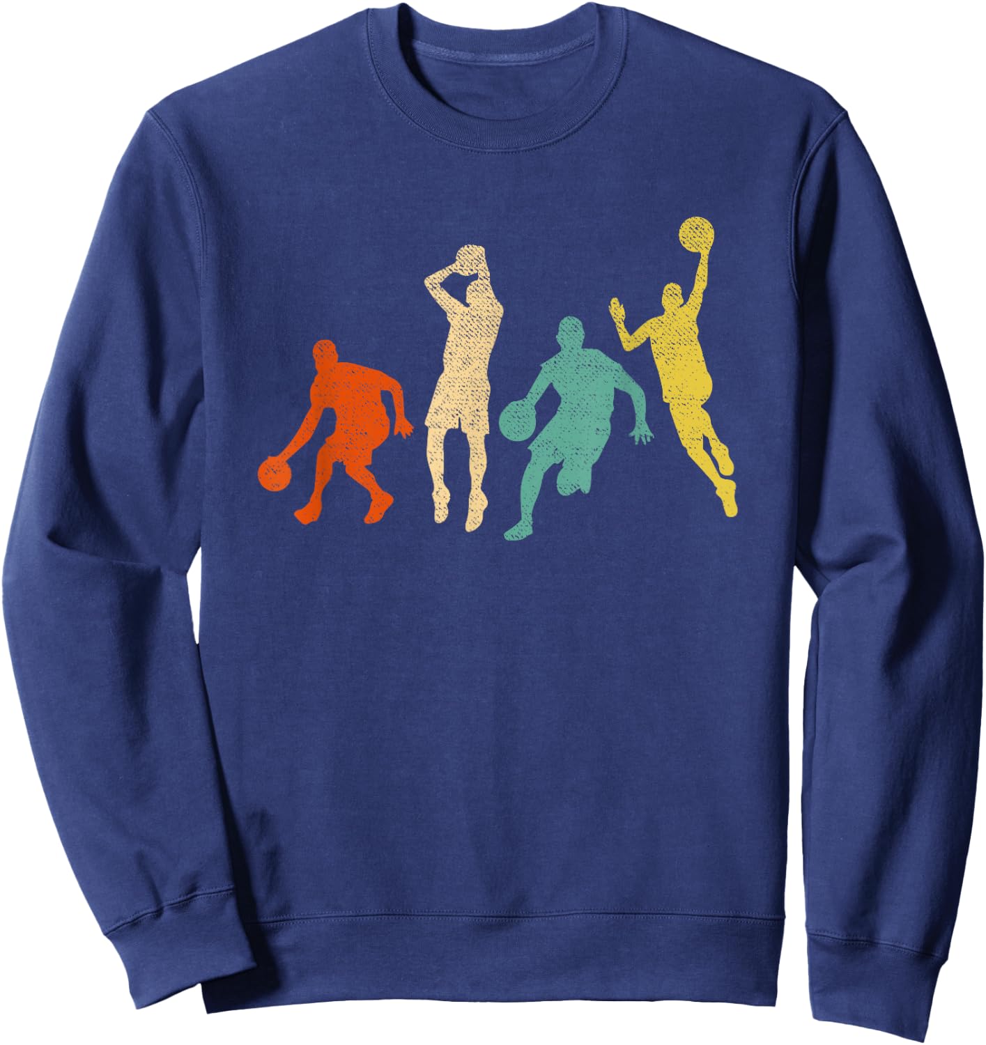 Vintage Basketball Ball Graphic Design Basketball Fan Player Sweatshirt - Sweatshirt | Navy
