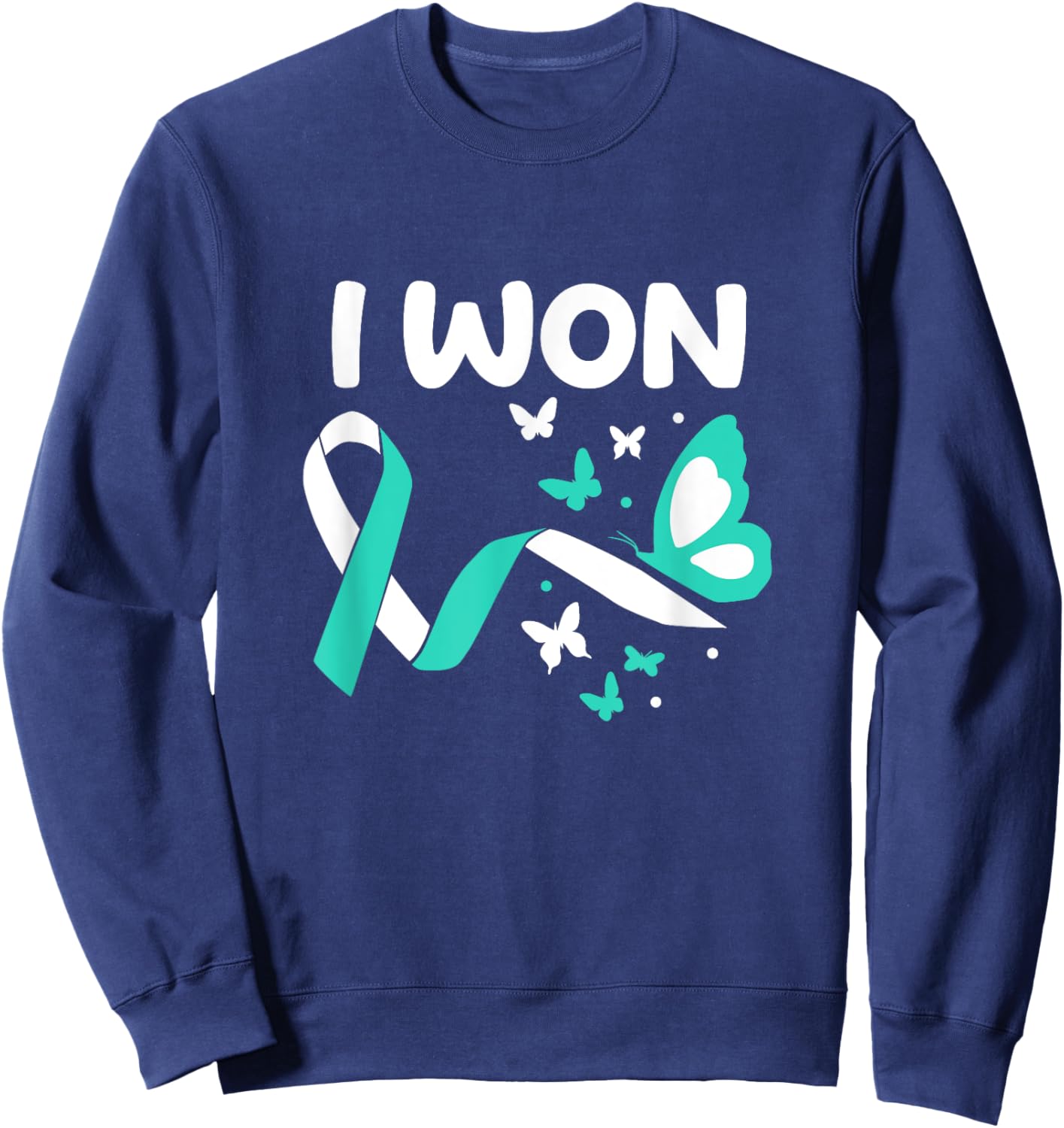 I Won! Cervical Cancer survivor. Butterflies version Sweatshirt - Sweatshirt | Navy