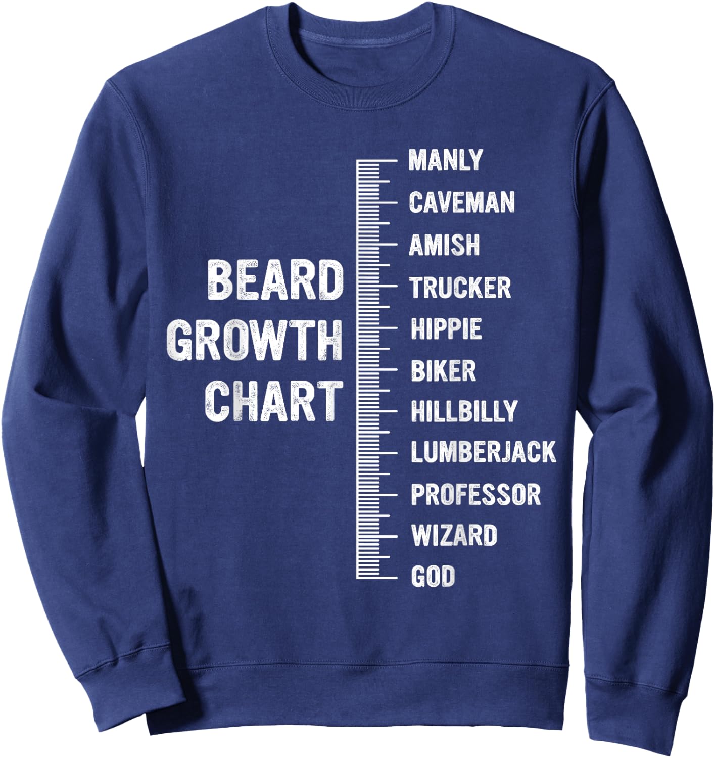 Beard Growth Chart Manly Funny Beard Measurement Sweatshirt - Sweatshirt | Navy