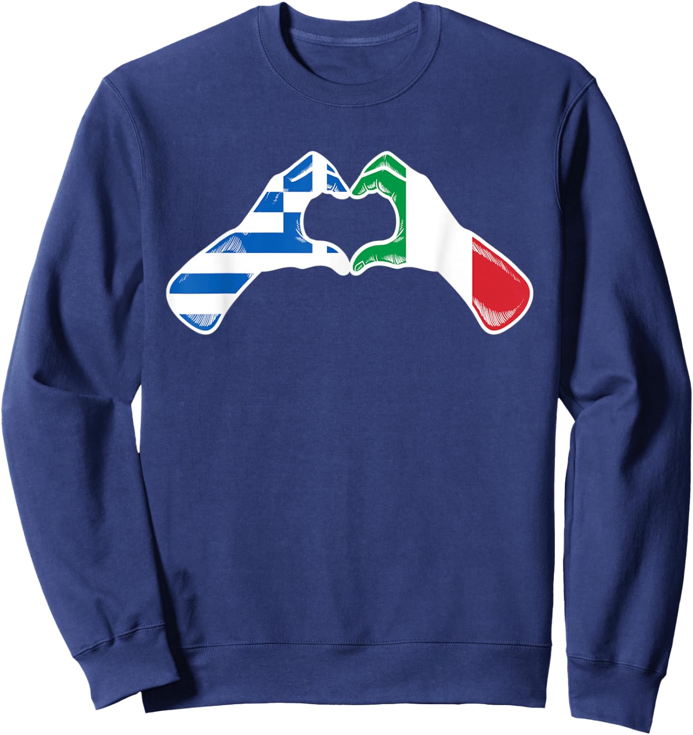 Greece Italian Flag - Greek Italy Heart Sweatshirt - Sweatshirt | Navy