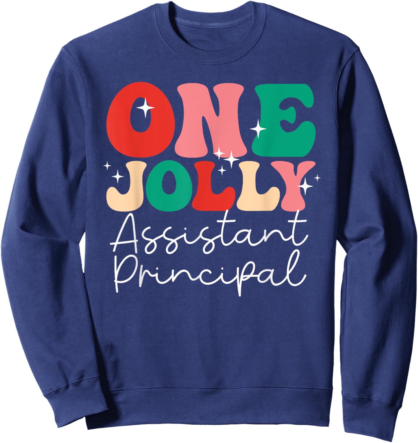 One Groovy School Family Group Holly Merry Shirts -Adults Women Kids Retro Christmas Black Small Short Sleeve Sweatshirt - Sweatshirt | Navy