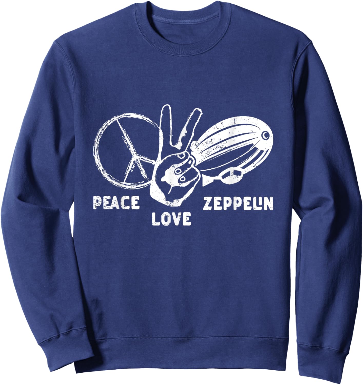 Retro Zeppelin 70s 80s Dirigible Airship Zepelin Zepplin Sweatshirt - Sweatshirt | Navy
