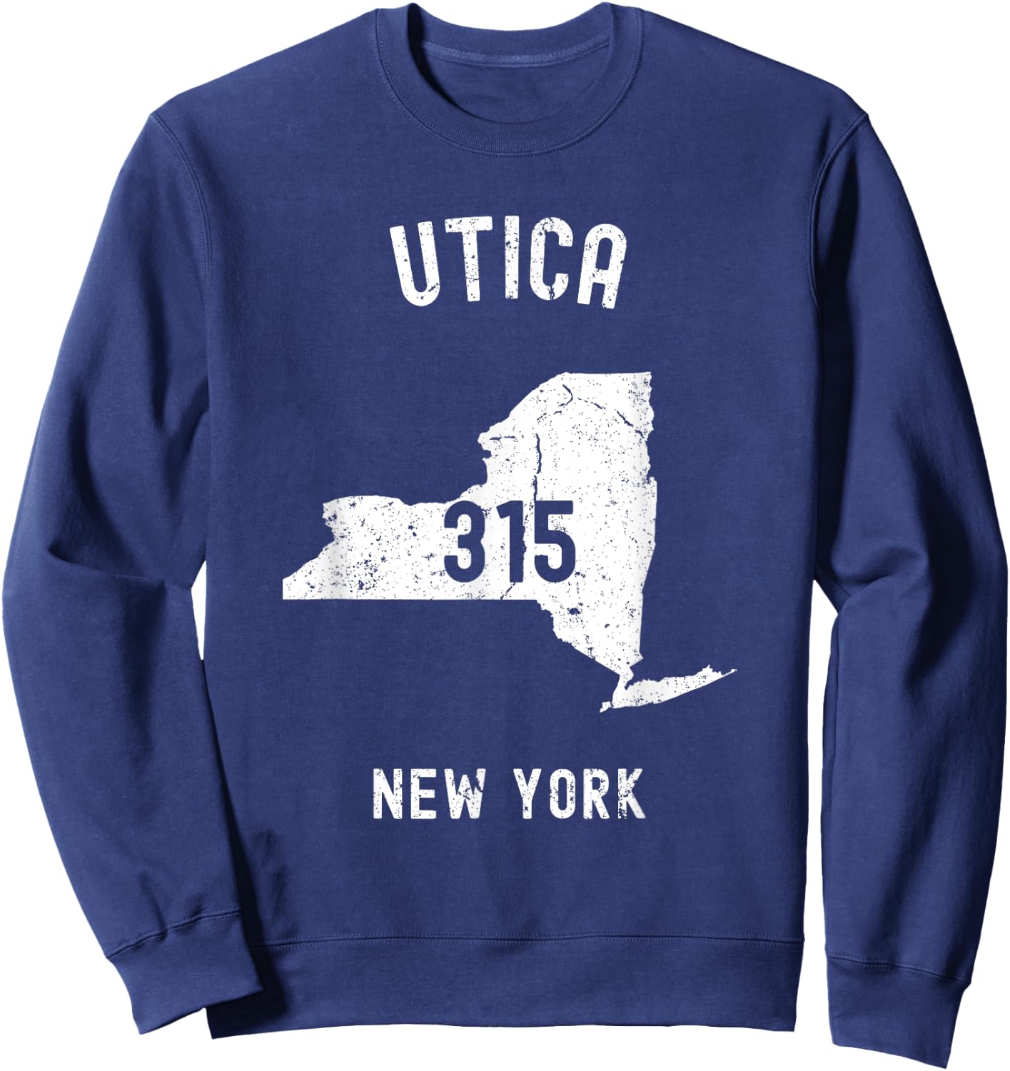 Utica New York NY 315 Vintage Athletic Style Sweatshirt - Sweatshirt | Navy