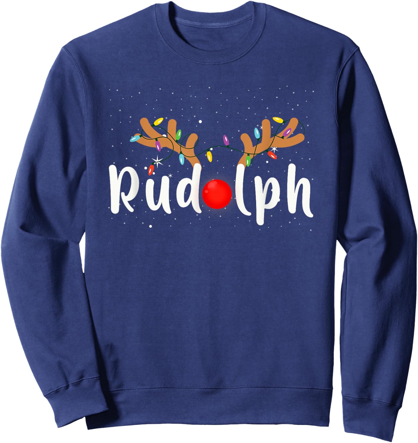 Rudolph Red Nose Funny Kids Reindeer Christmas Lights Pajama Sweatshirt - Sweatshirt | Navy