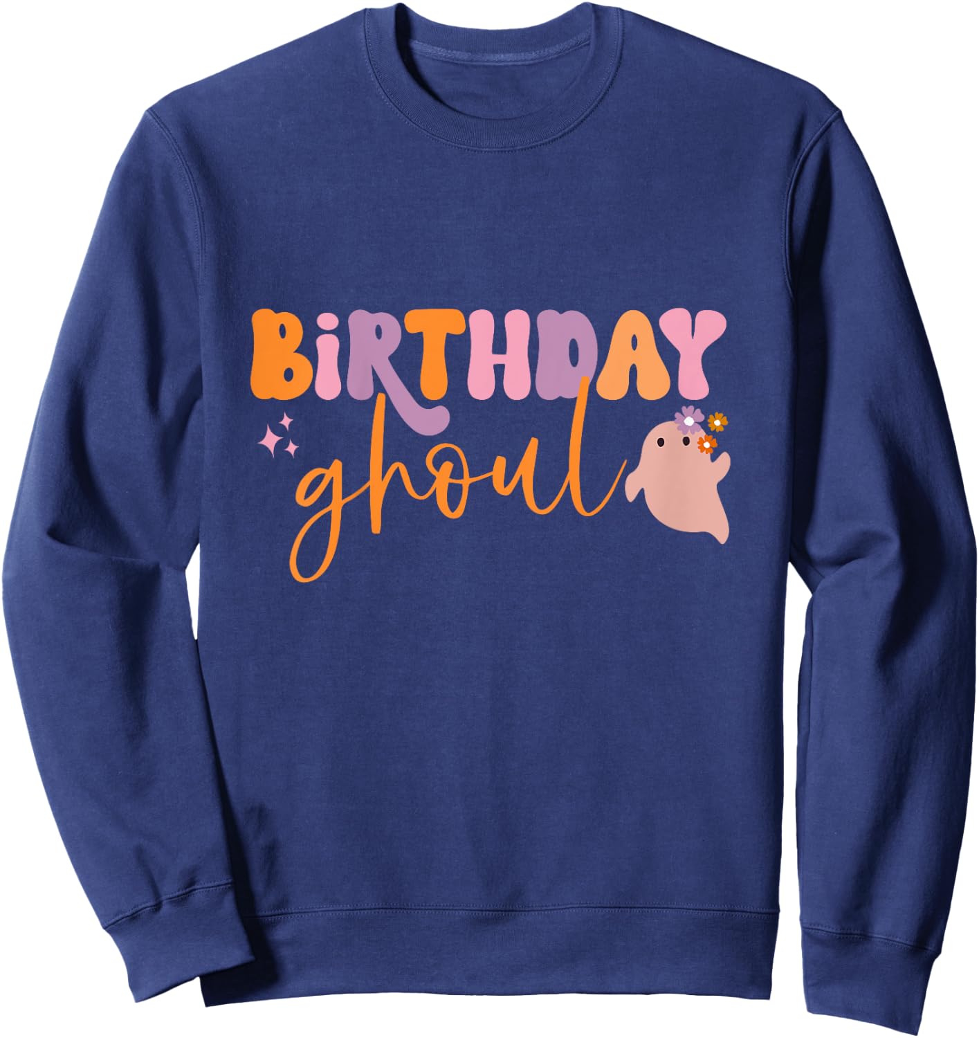 Kids Birthday Ghoul Girl Child Cute Ghost Halloween Family Party Sweatshirt - Sweatshirt | Navy