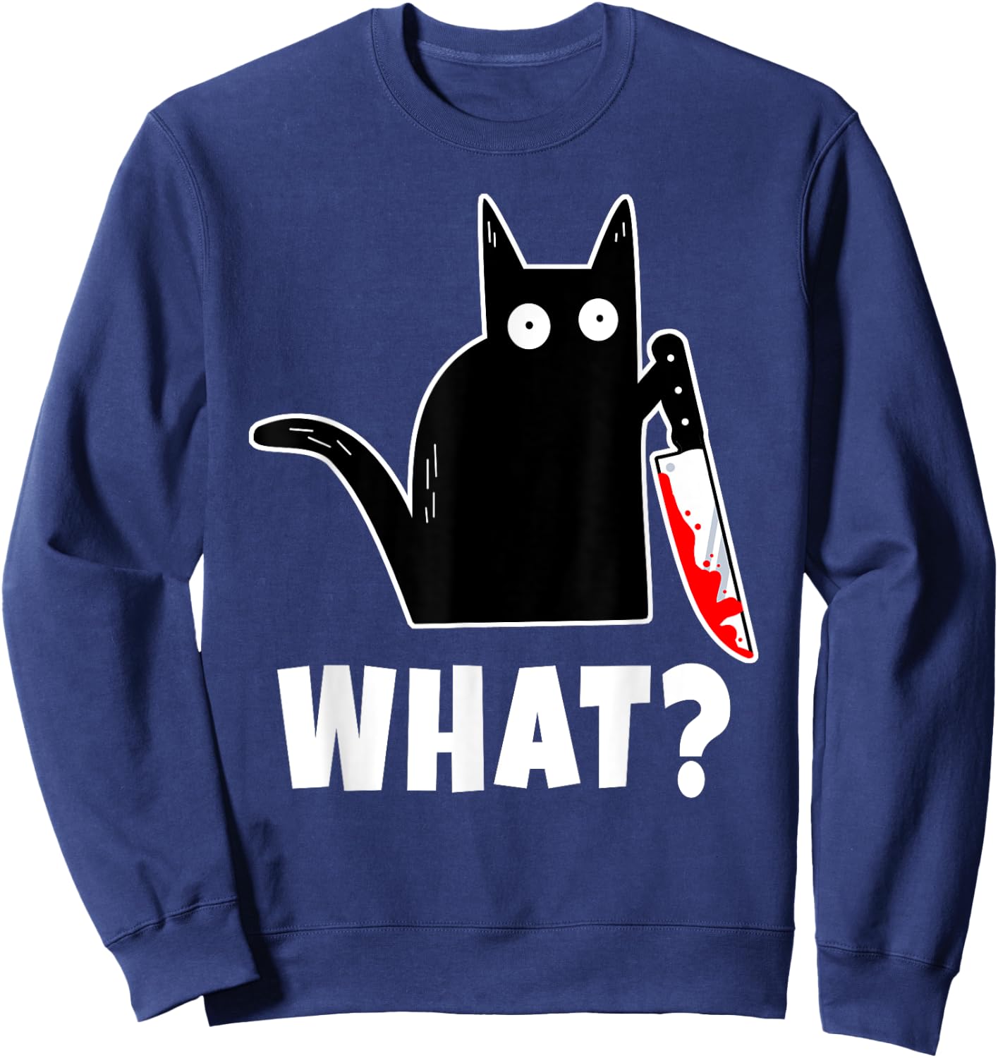 Halloween Costume: Murderous Cat Bloody Knife & Sweatshirt - Sweatshirt | Navy
