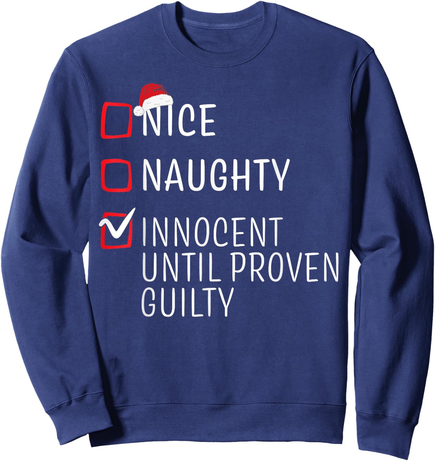 Funny Naughty Nice Christmas Family Pajama Men Women Kids Sweatshirt - Sweatshirt | Navy