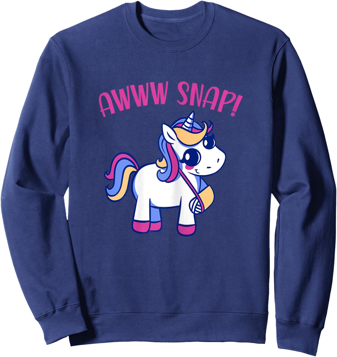 Unicorn Broken Arm Awww Snap for Girls Sweatshirt - Sweatshirt | Navy
