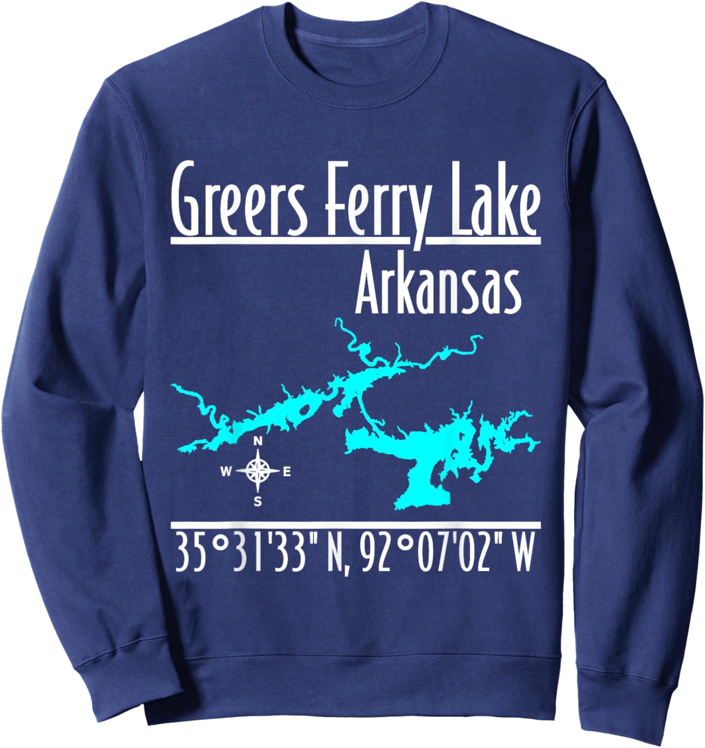Modern Greers Ferry Lake, Arkansas Sweatshirt - Sweatshirt | Navy