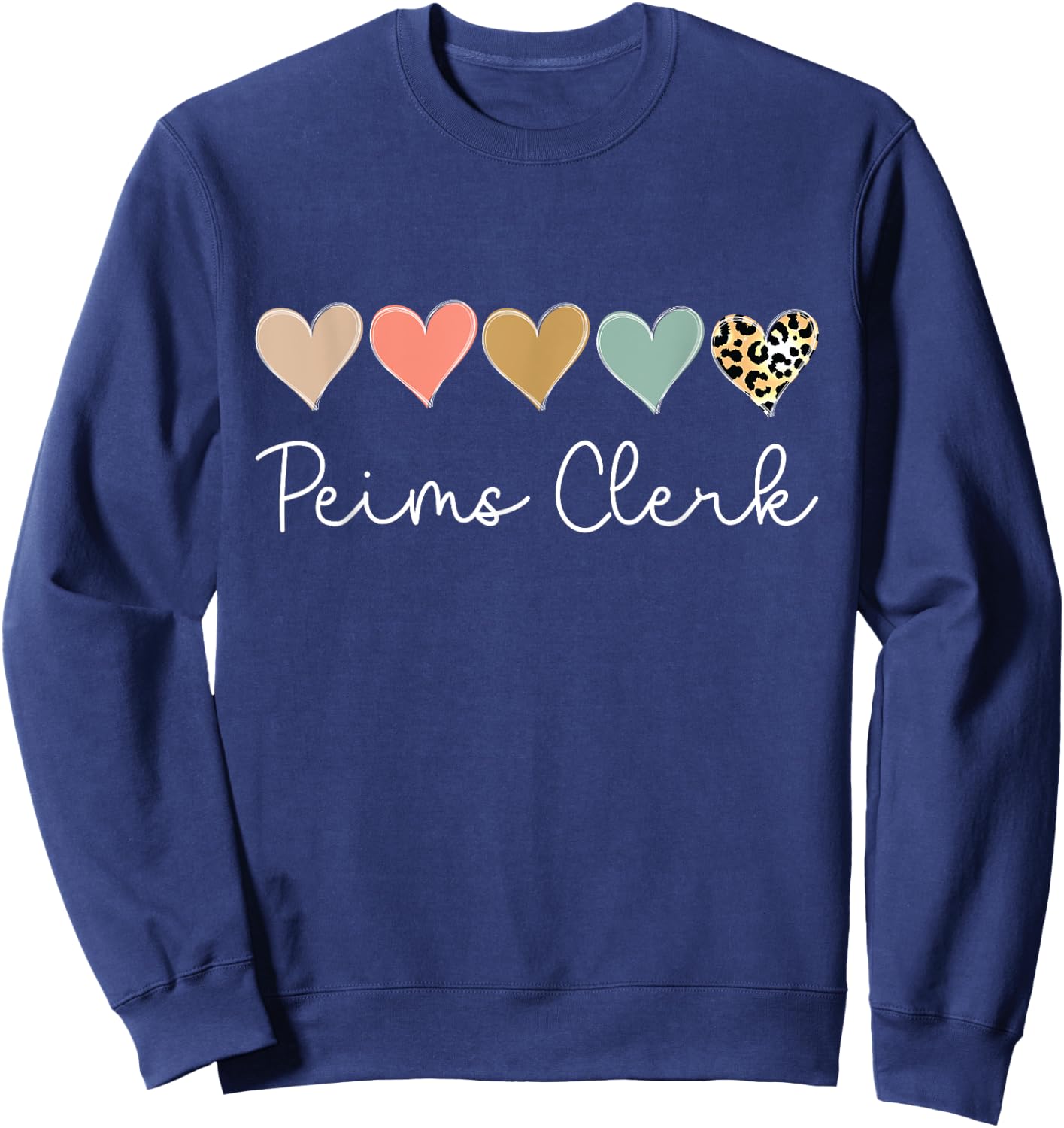 Peims Clerk Heart, School Support Squad Valentine's Day Sweatshirt - Sweatshirt | Navy