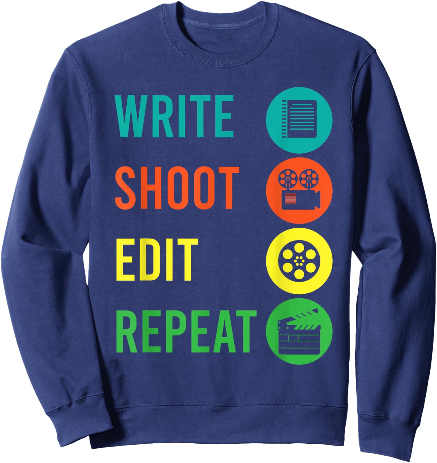Write Shoot Edit Repeat Director Movie TV Show Producer Sweatshirt - Sweatshirt | Navy