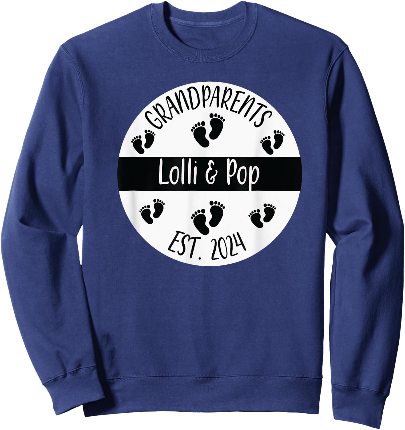 Lolli & Pop Established 2024 Grandparents Couples Matching T Sweatshirt - Sweatshirt | Navy
