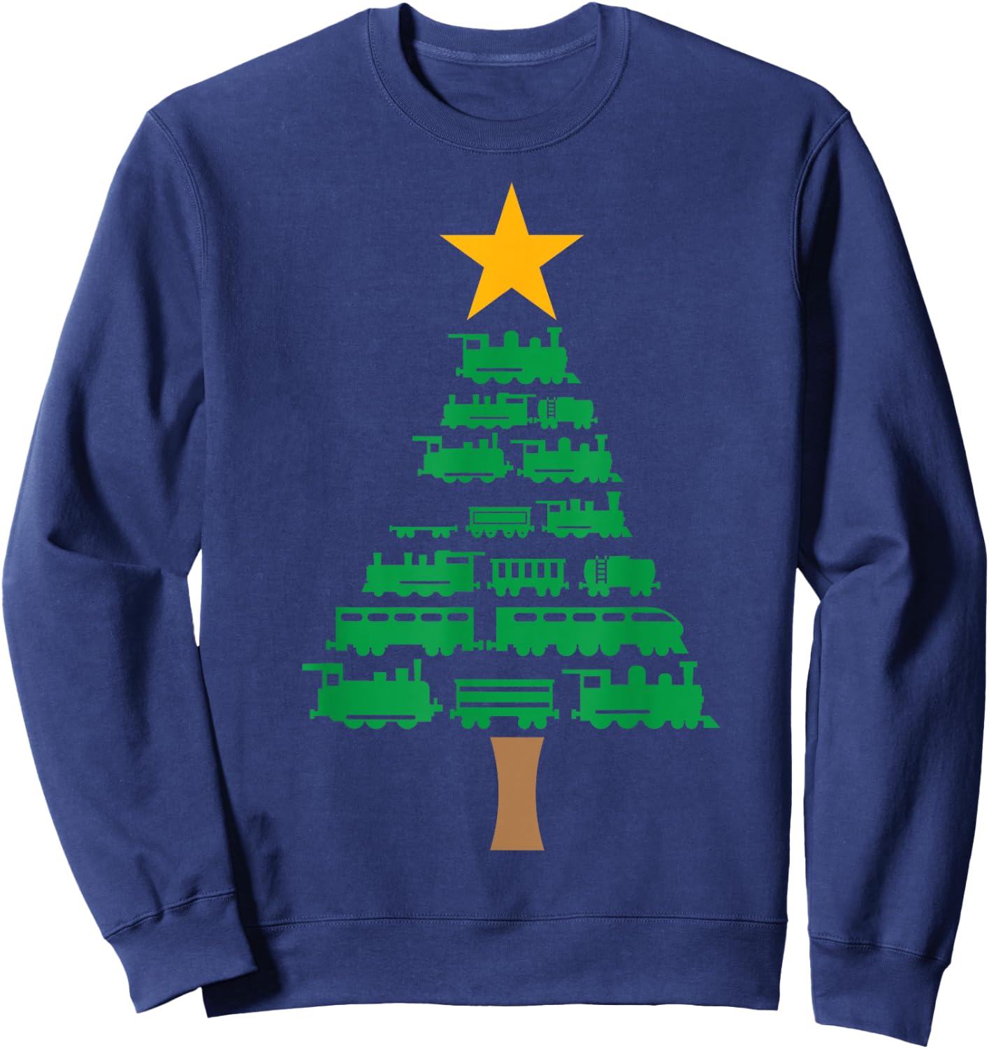 Xmas Boys Kids Christmas Tree Out Of Trains Christmas Sweatshirt - Sweatshirt | Navy