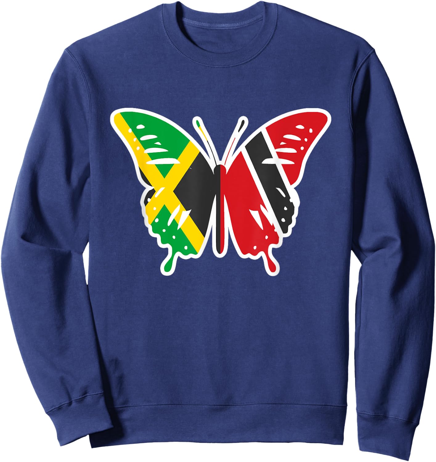 Half Jamaican Trinidadian Jamaica Flag Trinidad Butterfly Sweatshirt - Sweatshirt | Navy