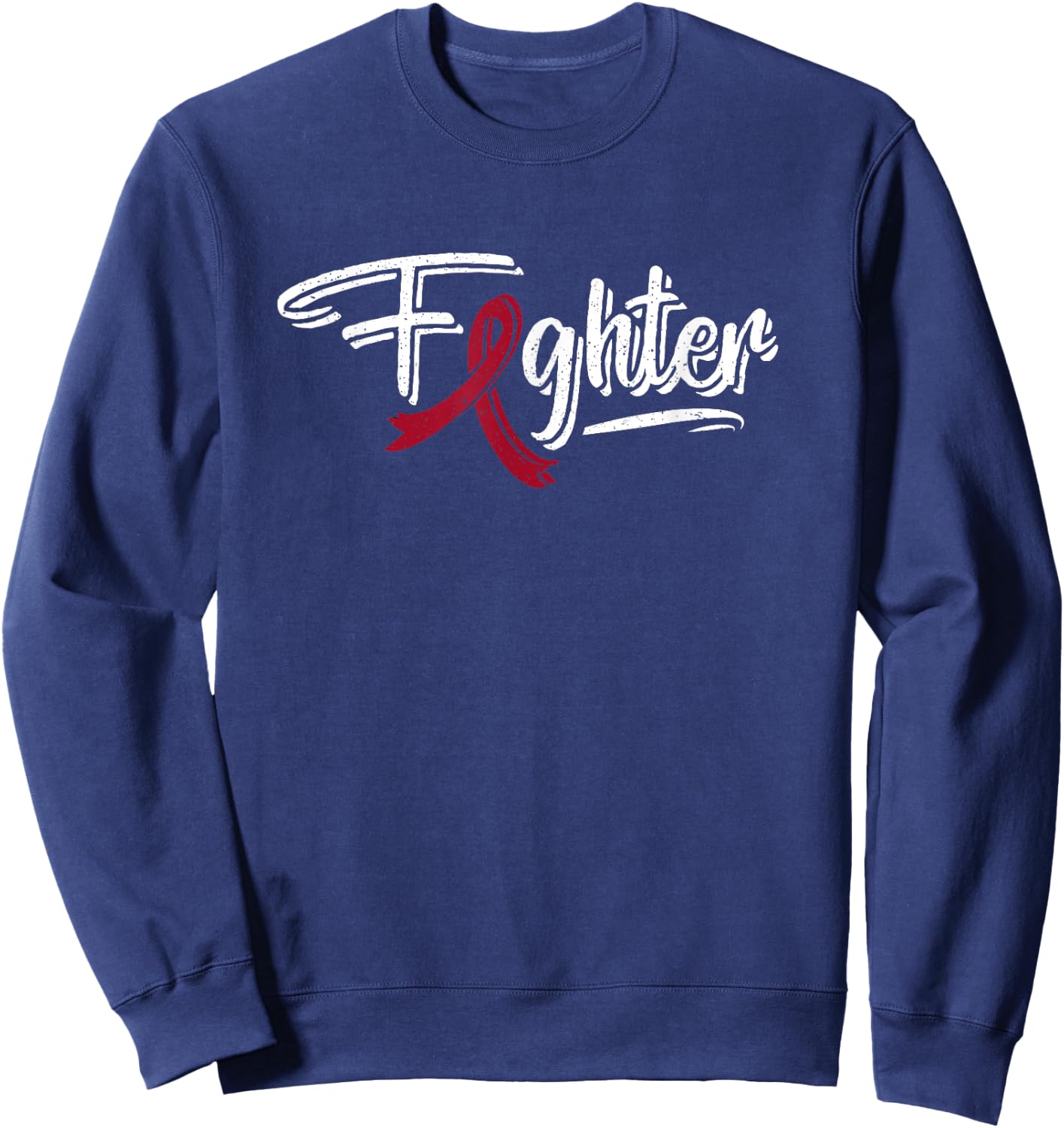 Multiple Myeloma Fighter Blood Cancer Burgundy Ribbon Sweatshirt - Sweatshirt | Navy