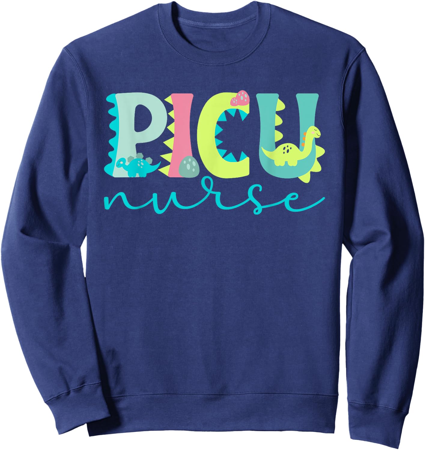 PICU Nursing For Pediatric ICU Nurse Women's Black Modern Letter Print Sweatshirt - Sweatshirt | Navy