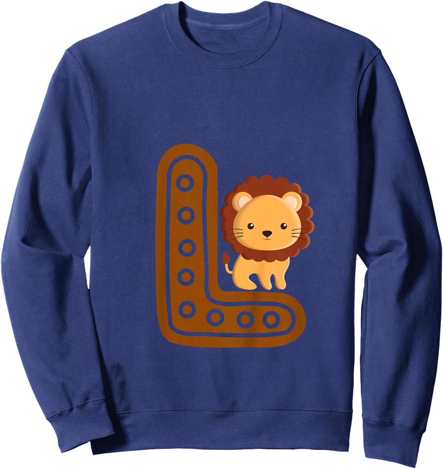Letter L Cure Lion Alphabet Cute Animal Boys Girls Sweatshirt - Sweatshirt | Navy