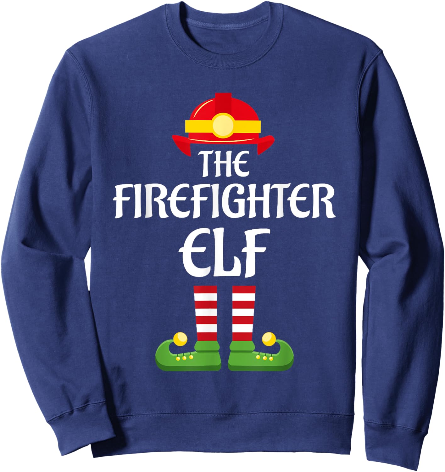 Firefighter Elf Family Matching Group Christmas Fireman Sweatshirt - Sweatshirt | Navy
