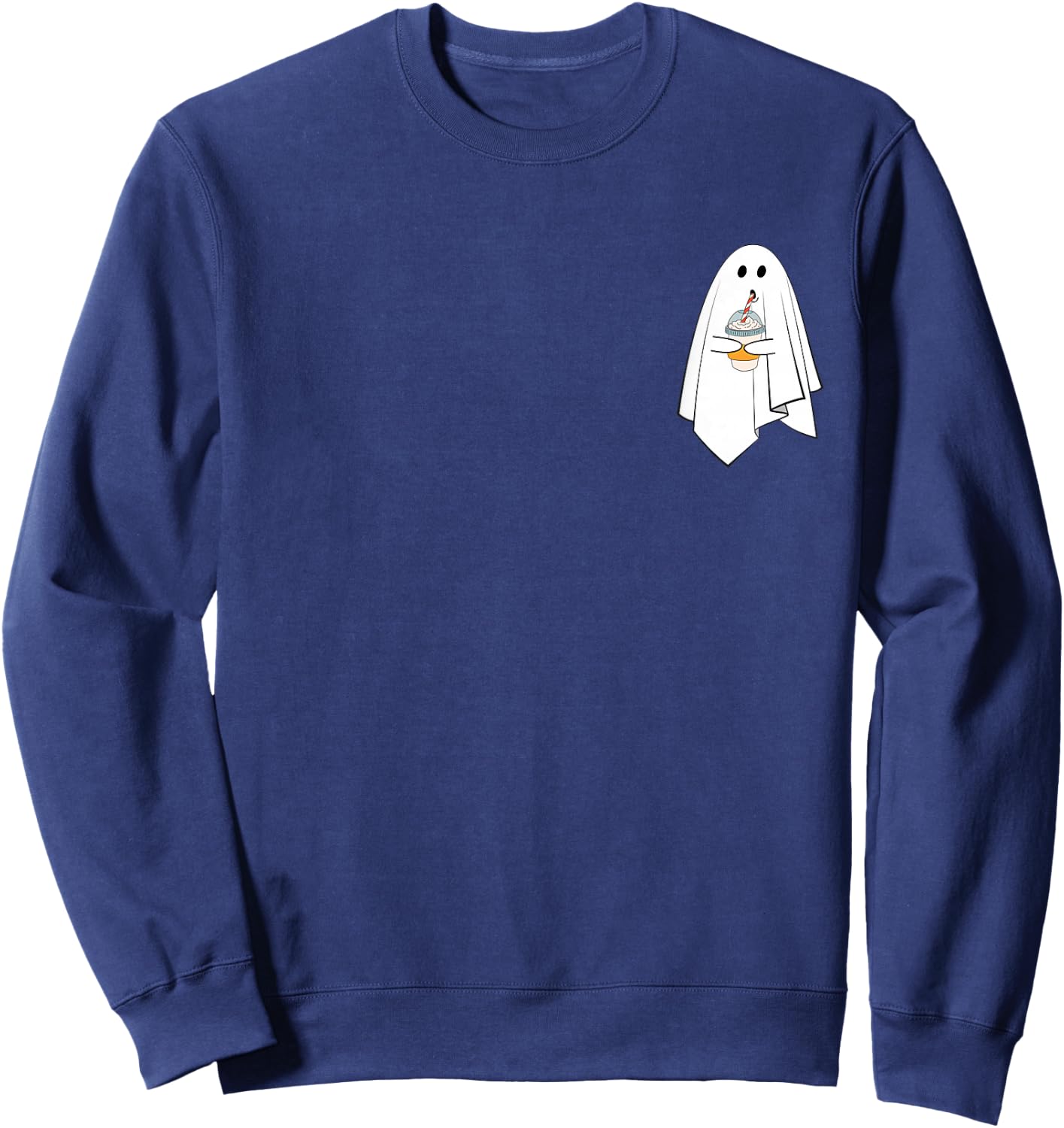 Ghost Drinking Coffee Funny Halloween Costume Coffee Lovers Sweatshirt - Sweatshirt | Navy