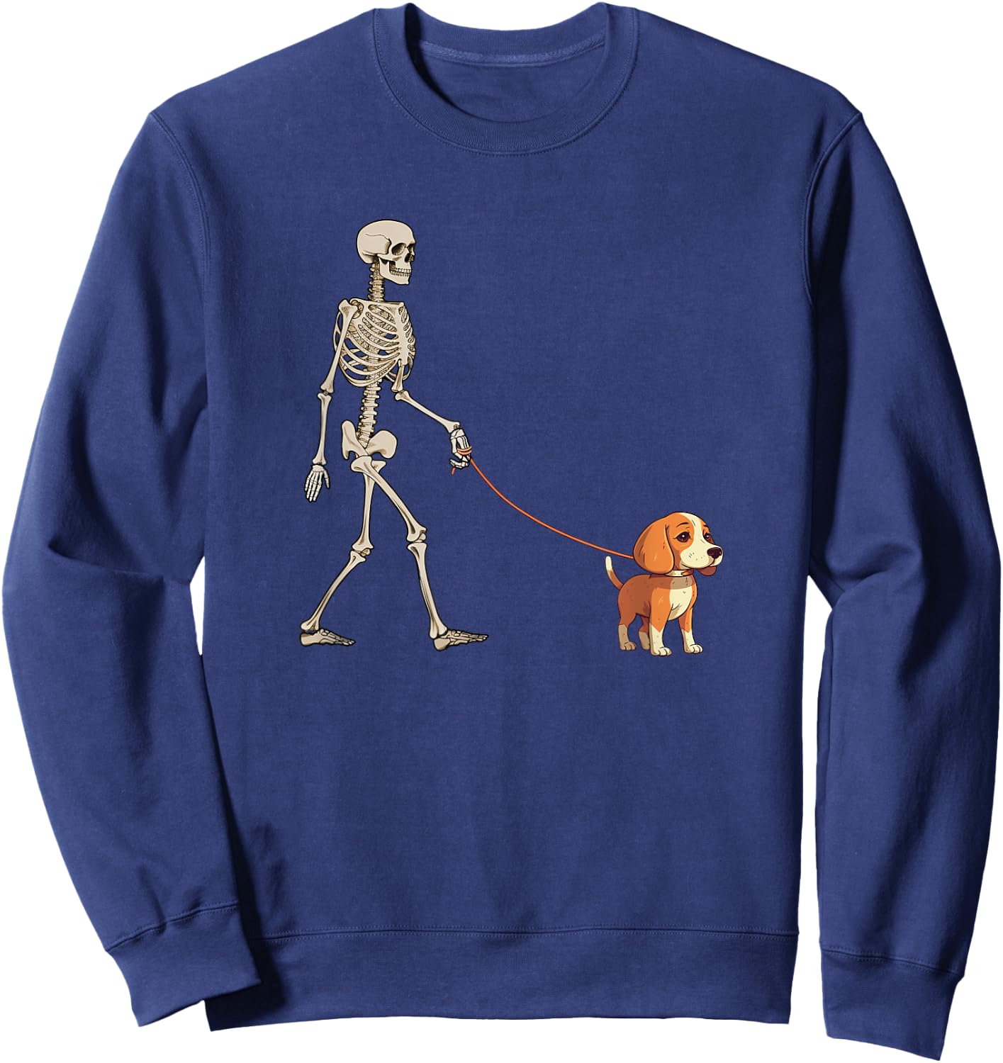 Funny Beagle Skeleton Dog Walking Halloween Dog Sweatshirt - Sweatshirt | Navy