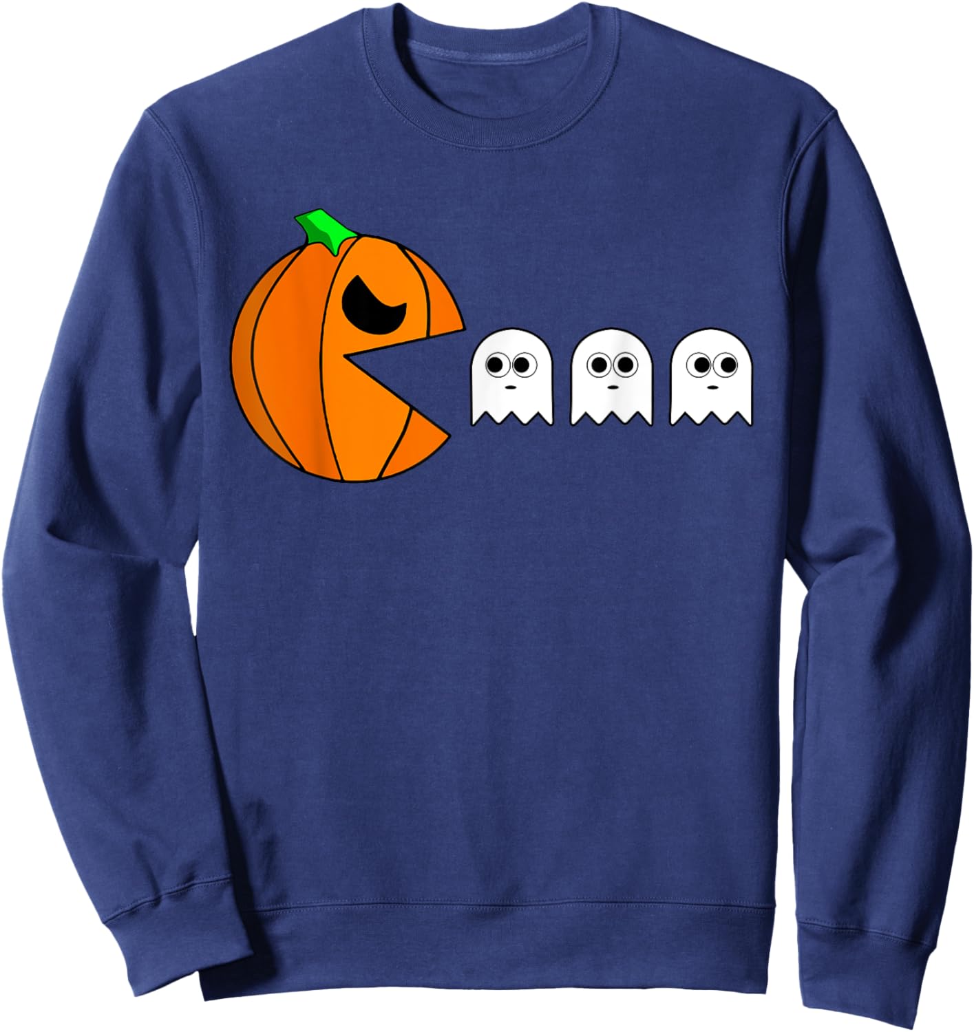 Funny Halloween Pumpkin Eating Ghost Gamer For Boy Girl Kids Sweatshirt - Sweatshirt | Navy