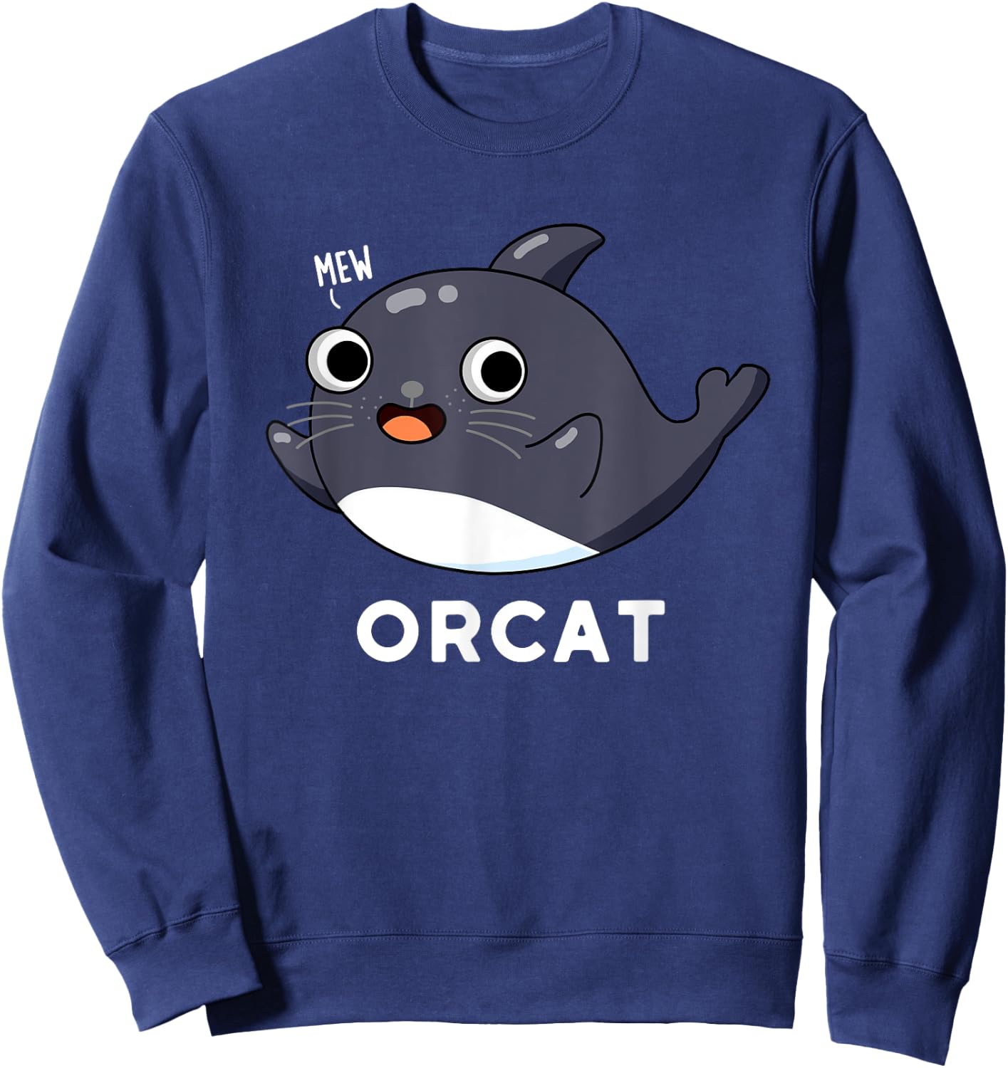 Orcat Funny Cat Whale Pun Sweatshirt - Sweatshirt | Navy