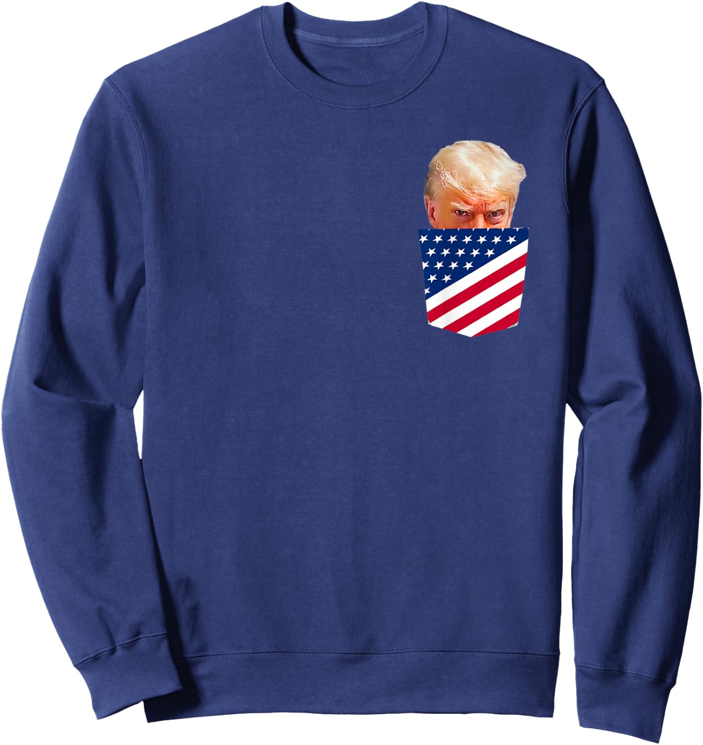 Trump in American Flag Pocket Sweatshirt - Sweatshirt | Navy