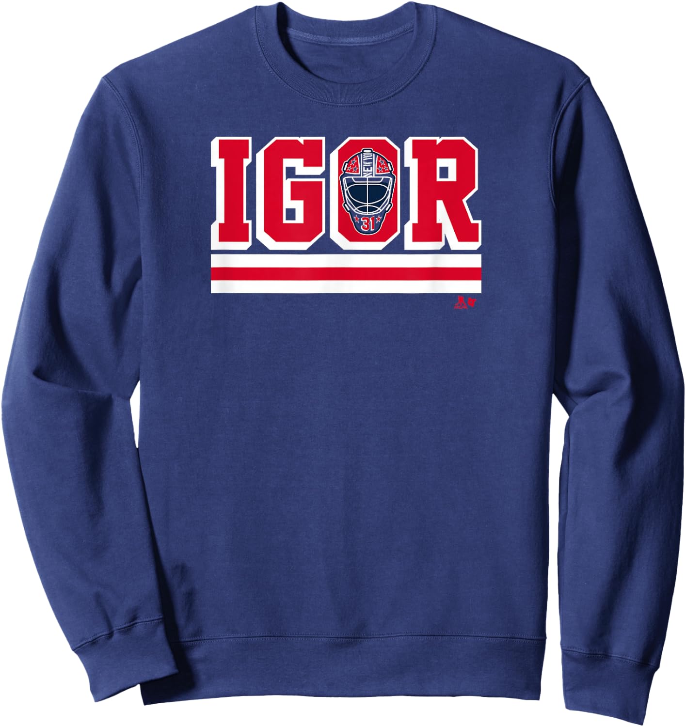 Igor Shesterkin Mask - New York Hockey Sweatshirt - Sweatshirt | Navy