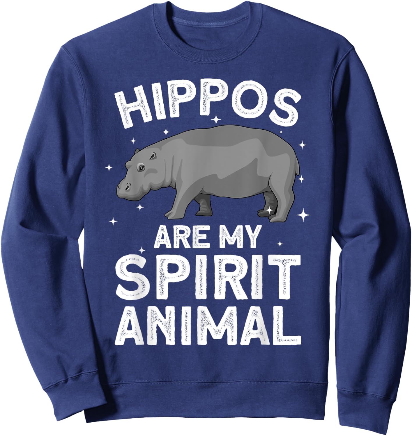 Funny Hippopotamus Design Women Animal Hippo Lover Sweatshirt - Sweatshirt | Navy
