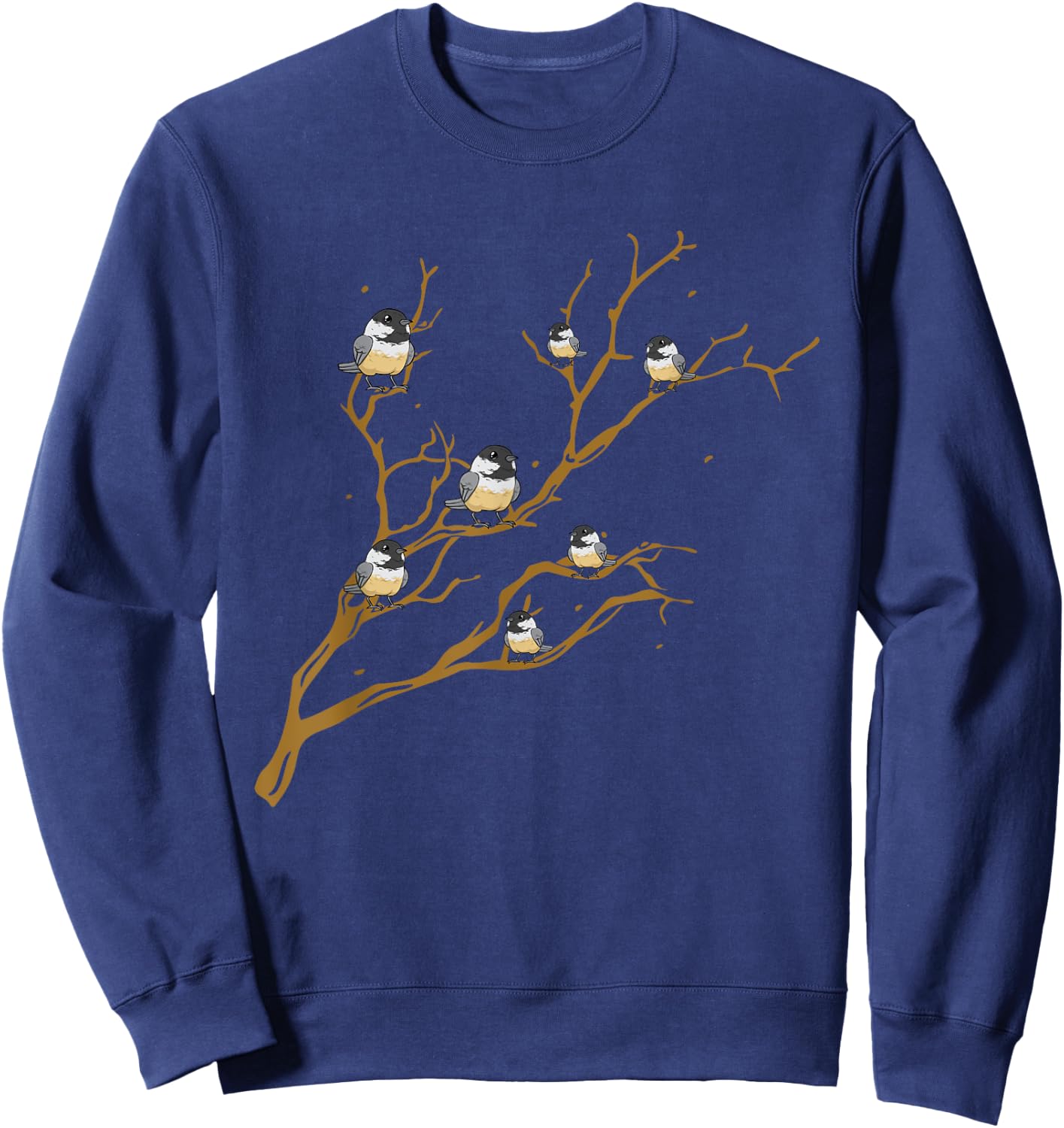 Chickadees On Branch Bird Birding Sweatshirt - Sweatshirt | Navy