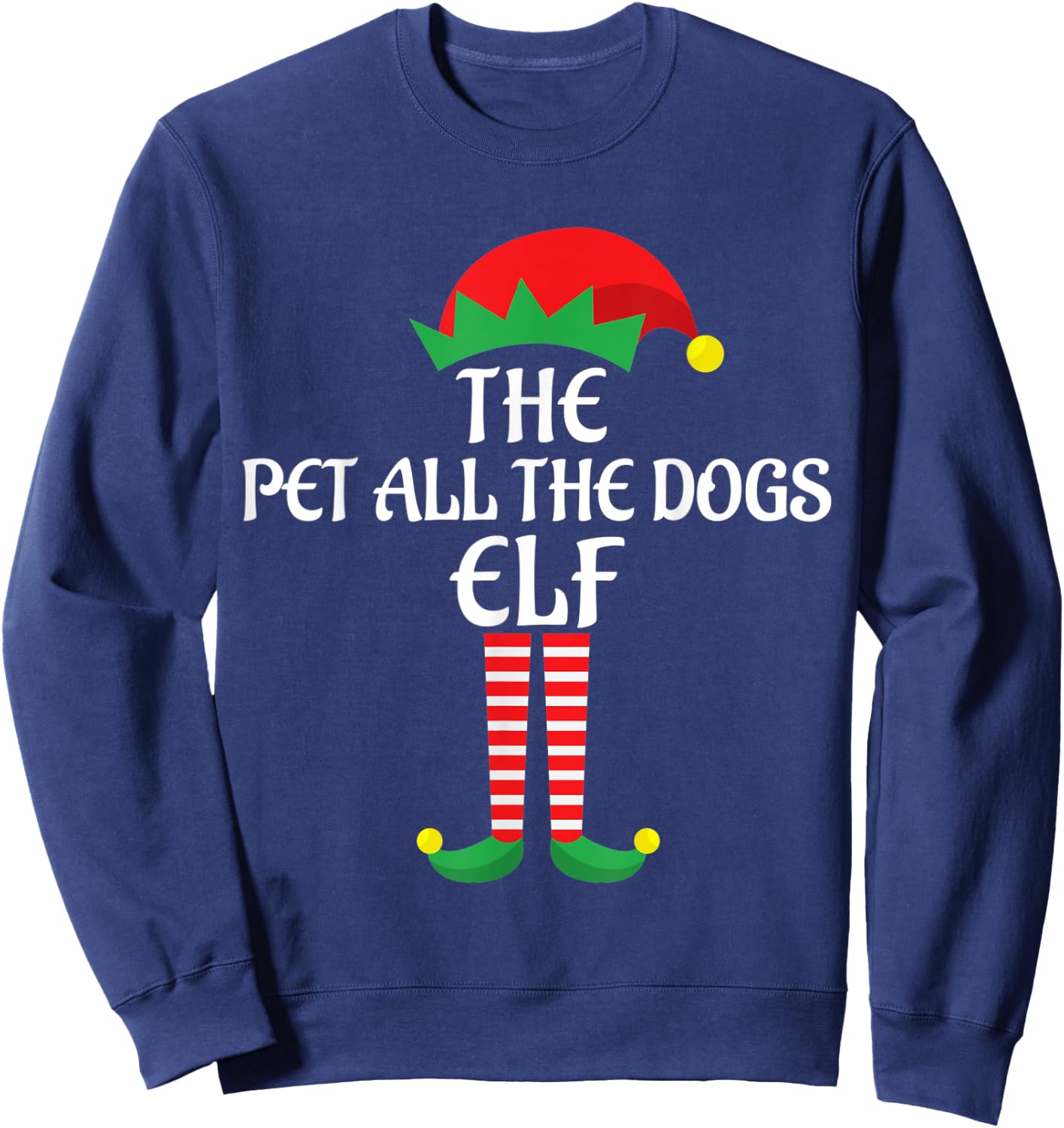 Pet All the Dogs Elf Christmas Theme Family Group Matching Sweatshirt - Sweatshirt | Navy