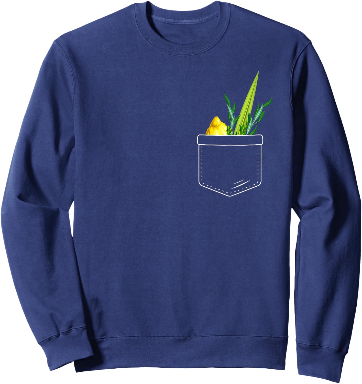Four Species Feast Of Tabernacles Holiday Sukkot 2024 Pocket Sweatshirt - Sweatshirt | Navy