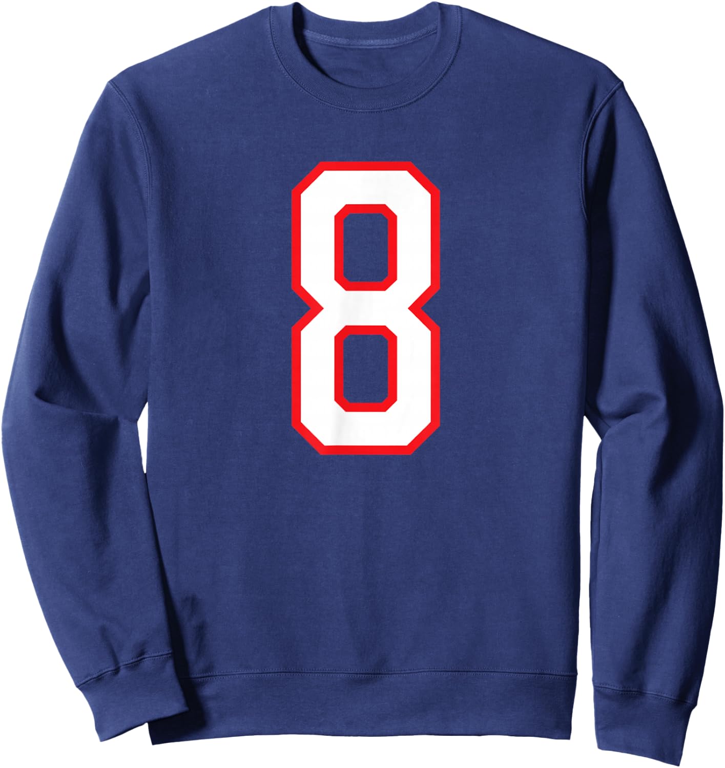 Number #8 Sport White Red Uni Number Sweatshirt - Sweatshirt | Navy