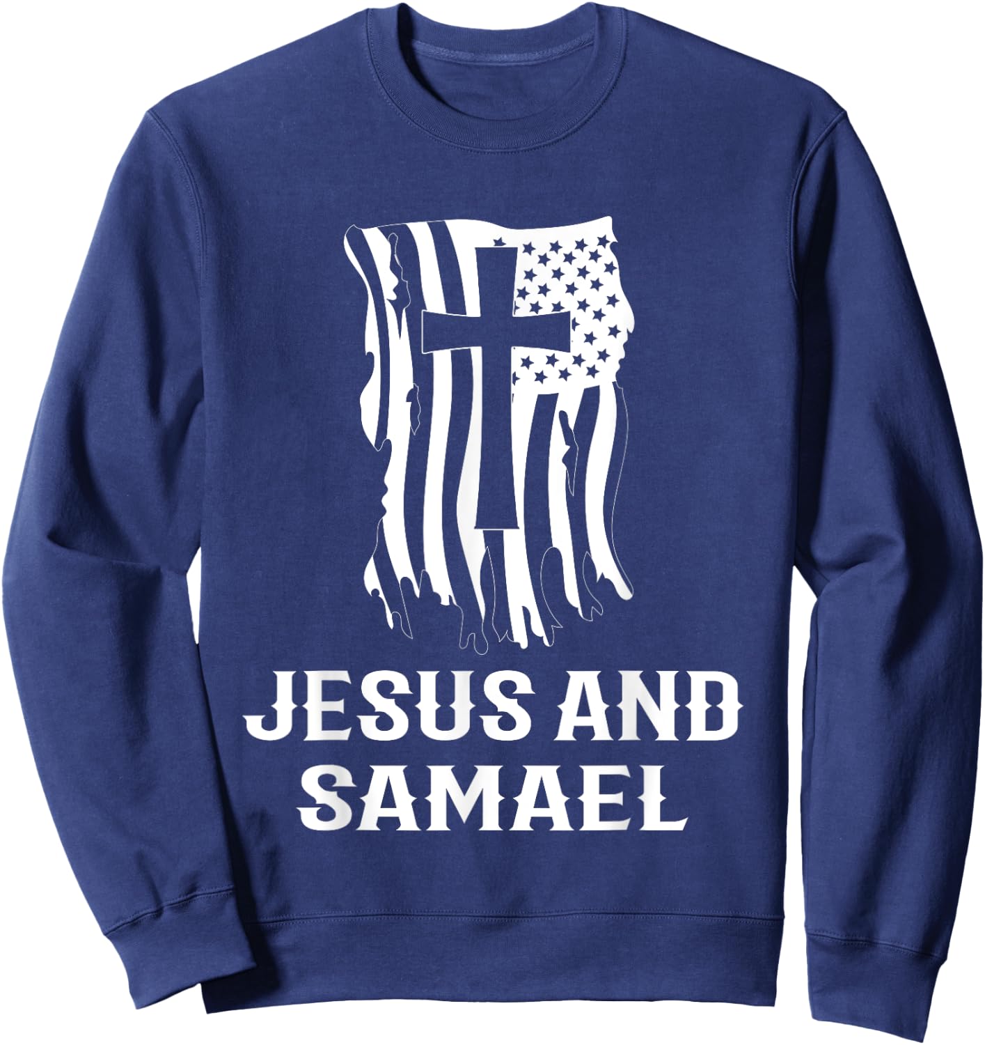 Jesus and Saint Samael the Archangel Catholic Prayer Design Sweatshirt - Sweatshirt | Navy