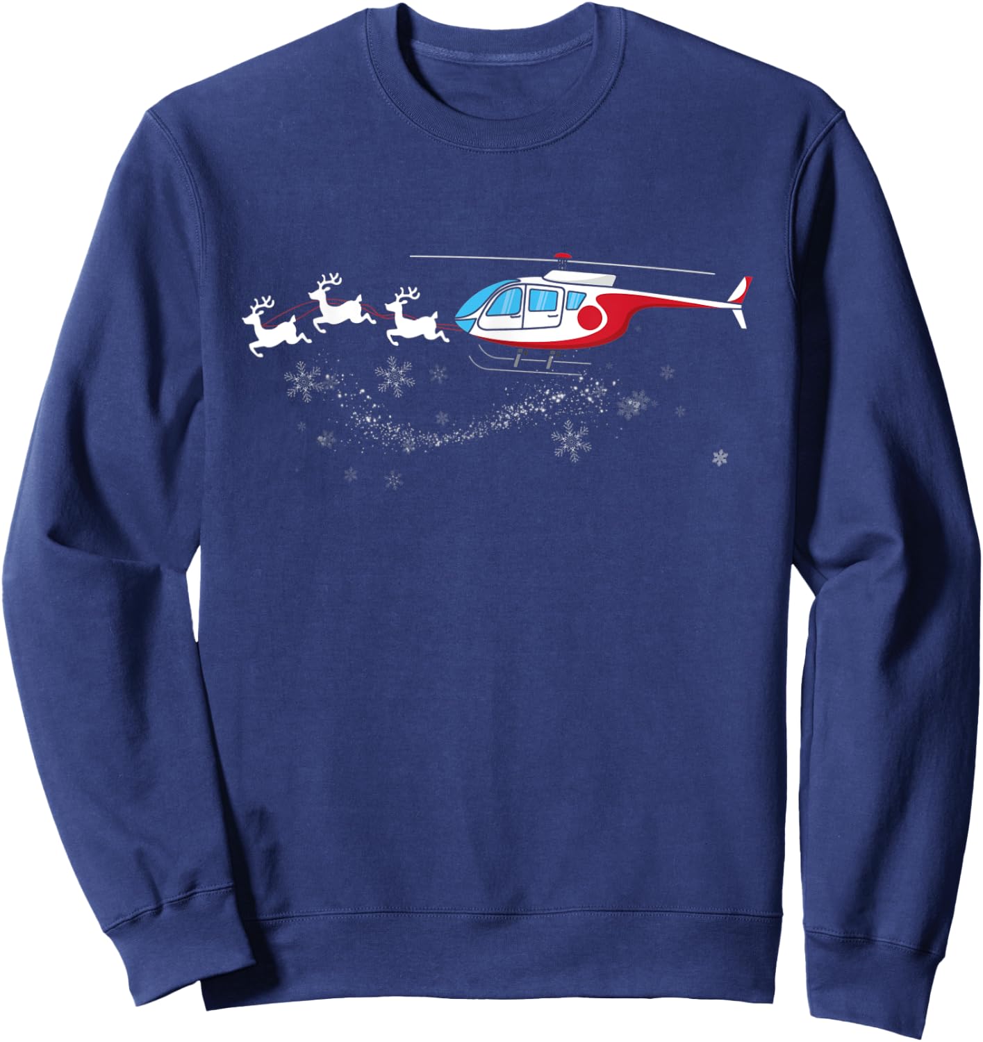 Helicopter Santa Christmas Sleigh - Funny Helicopter Xmas Sweatshirt - Sweatshirt | Navy